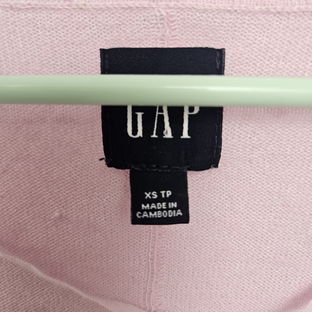Gap Sz XS Cotton & Lenin Blend Women's Pink V-Neck Sweater - Picture 3 of 7